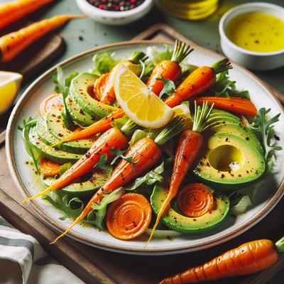 Image of Roasted Carrot Avocado Salad with Citrus Dressing