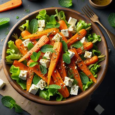 Image of Roasted Carrot Feta and Mint Salad