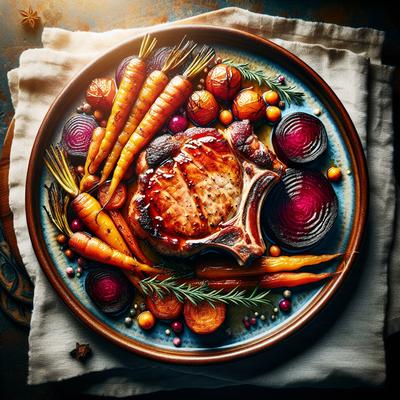 Image of Roasted Carrots and Beets with the Juiciest Pork Chops
