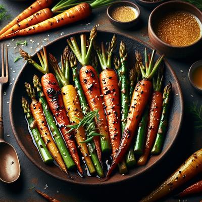 Image of Roasted Carrots Asparagus with Sesame Ginger