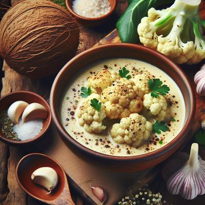 Image of Roasted Cauliflower Garlic and Coconut Soup