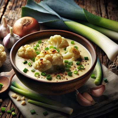 Image of Roasted Cauliflower Leek Garlic Soup