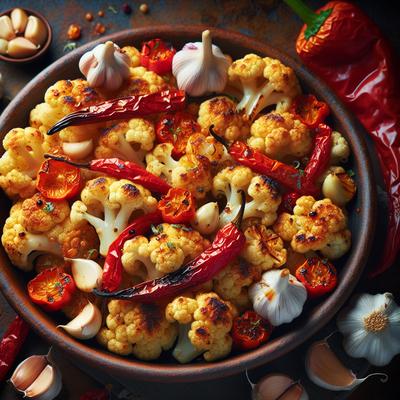 Image of Roasted Cauliflower with Garlic Red Peppers