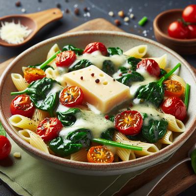 Image of Roasted Cherry Tomato Spinach and Asiago Pasta