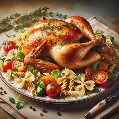 Image of Roasted Chicken and Bow Tie Pasta Salad Low Fat