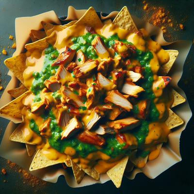 Image of Roasted Chicken Nachos with Green Chili Cheese Sauce