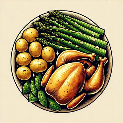 Image of Roasted Chicken New Potatoes Asparagus