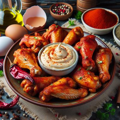 Image of Roasted Chicken Wings with Smoked Paprika Mayonnaise