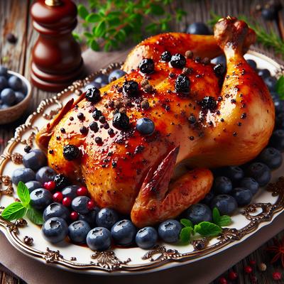 Image of Roasted Chicken with Blueberry Peppercorn Sauce