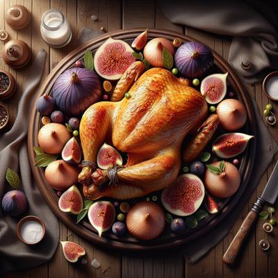 Image of Roasted Chicken with Fresh Figs and Onions