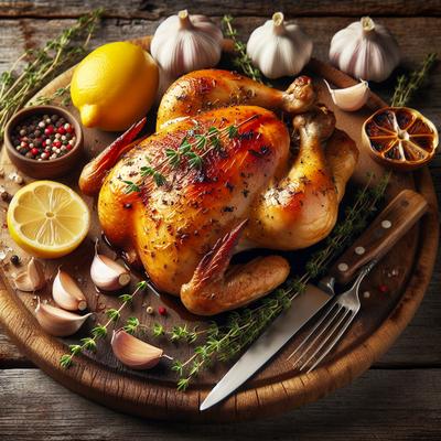 Image of Roasted Chicken with Lemon Garlic and Thyme