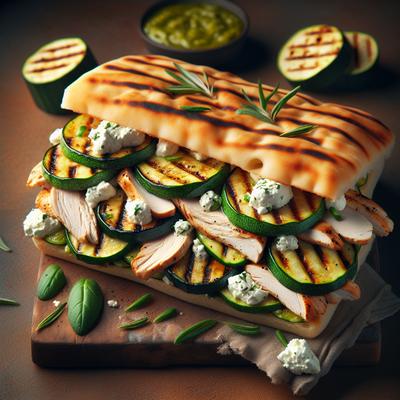 Image of Roasted Chicken Zucchini Ricotta Sandwiches on Focaccia