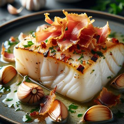 Image of Roasted Cod Fillets with a Garlic Prosciutto Topping