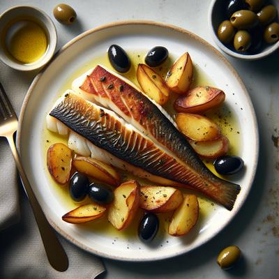 Image of Roasted Cod with Potatoes and Olives
