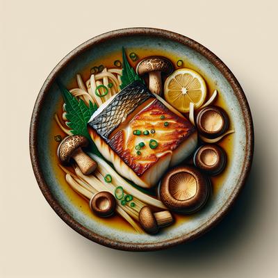 Image of Roasted Cod with Shiitake Mushrooms in Miso Broth
