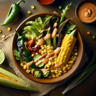 Image of Roasted Corn and Poblano Salad with Creamy Chipotle Dressing