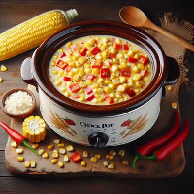 Image of Roasted Corn and Red Pepper Chowder Crock Pot Slow Cooker