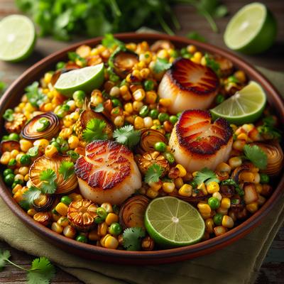 Image of Roasted Corn Lime and Cilantro Succotash and Scallops