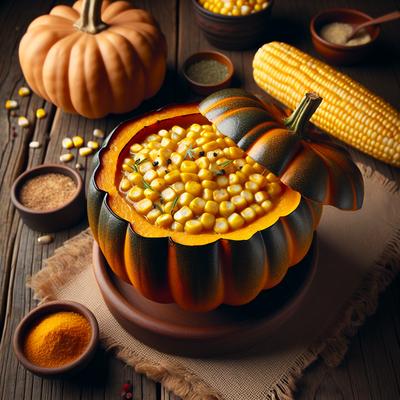 Image of Roasted Corn Pudding in Acorn Squash