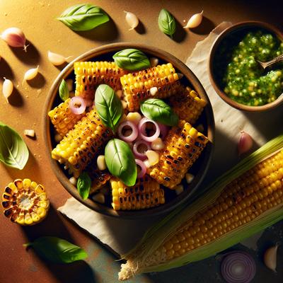 Image of Roasted Corn with Basil Shallot Vinaigrette