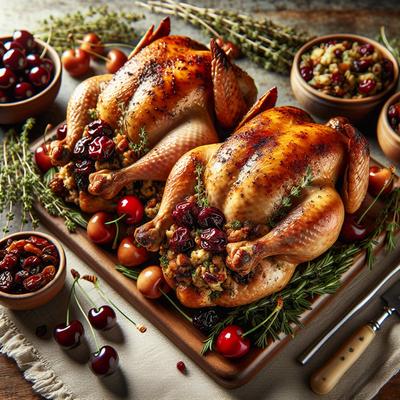 Image of Roasted Cornish Hens with Dried Cherry Stuffing