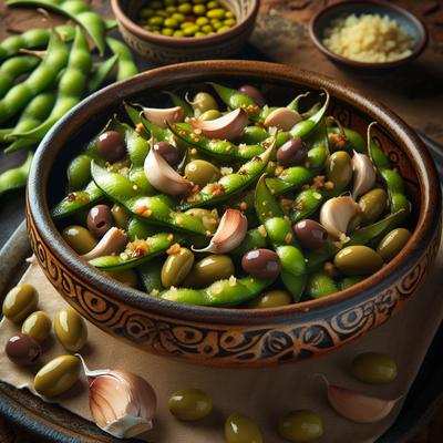 Image of Roasted Edamame with Garlic and Olives