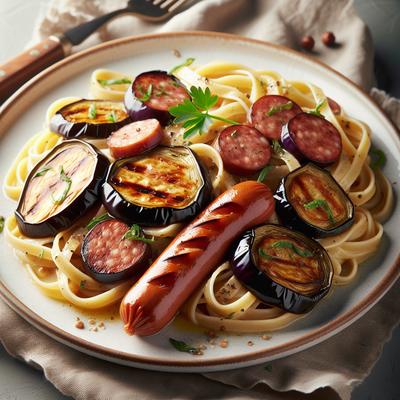 Image of Roasted Eggplant and Sausage with Linguine