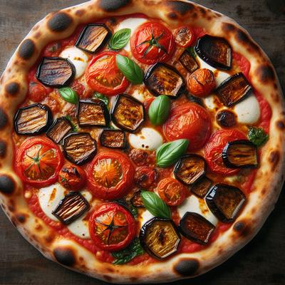 Image of Roasted Eggplant and Tomato Pizza