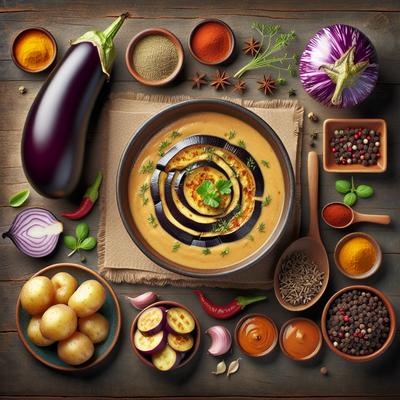 Image of Roasted Eggplant Aubergine and Potato Soup