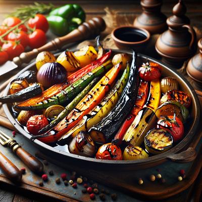 Image of Roasted French Vegetables in Hot Balsamic and Olive Oil Dressing