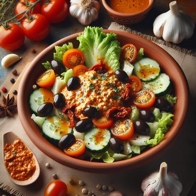 Image of Roasted Garlic and Sun Dried Tomato Dressing for Greek Salad