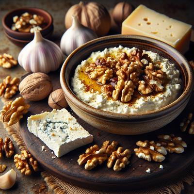 Image of Roasted Garlic Feta and Walnut Dip Toasted