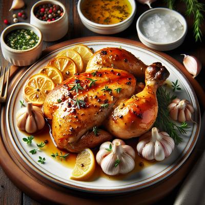 Image of Roasted Garlic Glazed Chicken with Lemon Herb Sauce