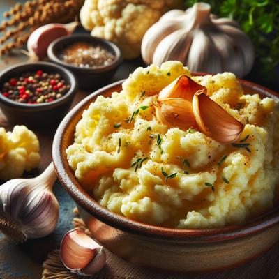 Image of Roasted Garlic Mashed Faux Potatoes Low Carb