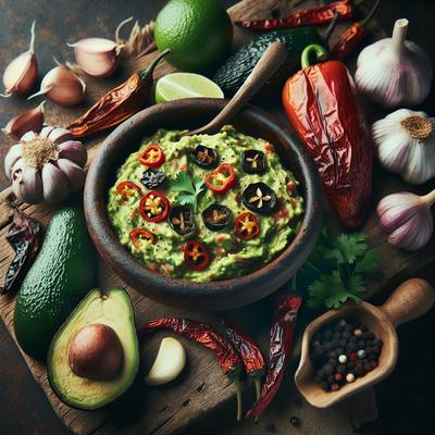 Image of Roasted Garlic Poblano and Red Pepper Guacamole