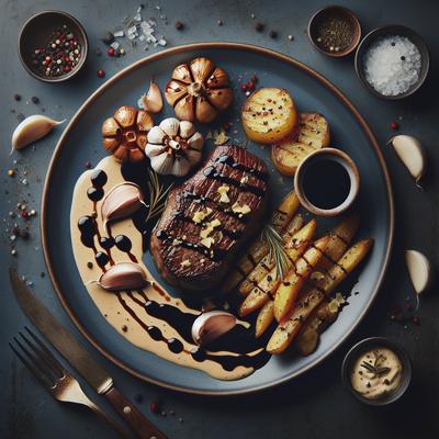 Image of Roasted Garlic Stuffed Steak with Garlic Mashers and Balsamic Cream Sauce Very Easy