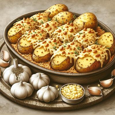 Image of Roasted Garlic Twice Baked Cheesy Potatoes