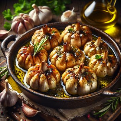 Image of Roasted Garlic with Herbs and Olive Oil