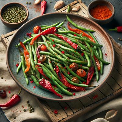 Image of Roasted Green Beans and Red Peppers