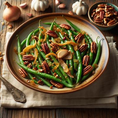 Image of Roasted Green Beans with Garlic Onions and Pecans