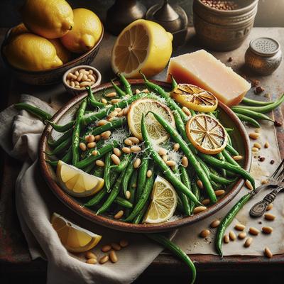 Image of Roasted Green Beans with Lemon Pine Nuts Parmigiano