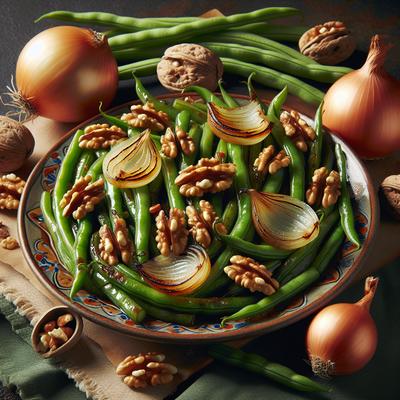 Image of Roasted Green Beans with Onions and Walnuts