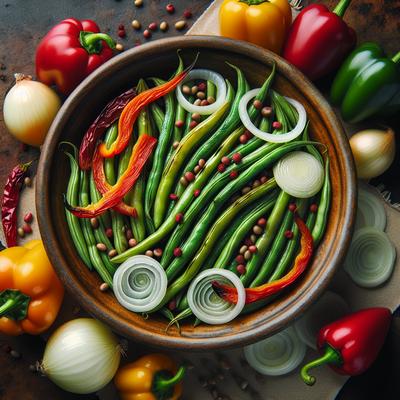 Image of Roasted Green Beans with Peppers and Onions