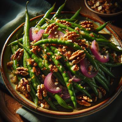 Image of Roasted Green Beans with Red Onion and Walnuts