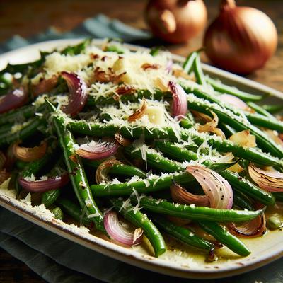Image of Roasted Green Beans with Shallots Asiago Cheese