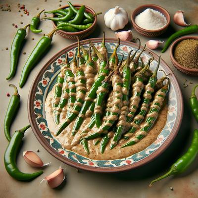 Image of Roasted Green Chilies in Cumin Garlic Cream