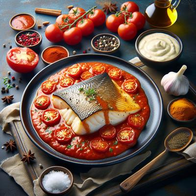 Image of Roasted Halibut with Tomato Cream Sauce