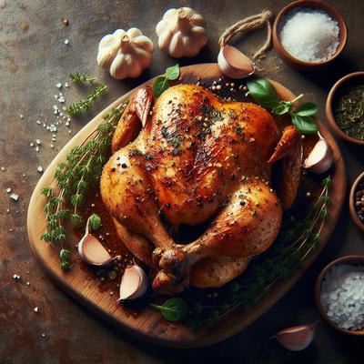 Image of Roasted Halved Chicken with Garlic Herb Paste