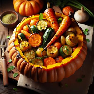 Image of Roasted Harvest Vegetables in a Baked Pumpkin