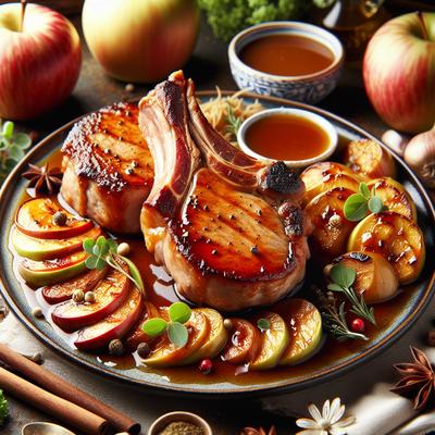 Roasted Heritage Berkshire Pork Chops with Apple Pan Sauce